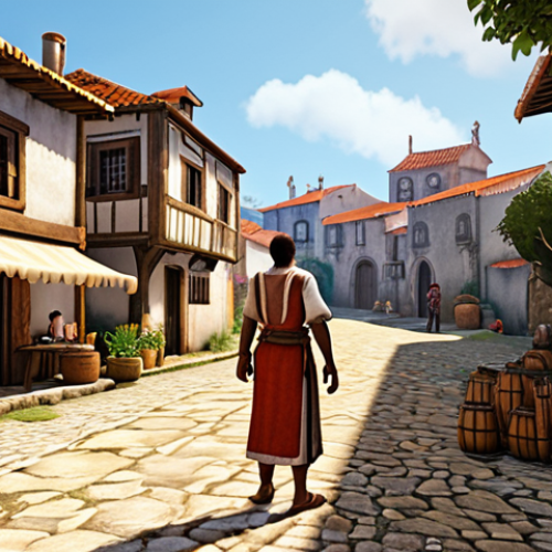 Home 4 **
A diverse group of realistic-looking NPCs in a vibrant game environment, one NPC offering a special item or discount to the player, visually demonstrating the "NPCs that learn and adapt" concept. Highlight elements like memory of past interactions and personalized dialogue. A backdrop inspired by a charming Portuguese village or landscape.
**