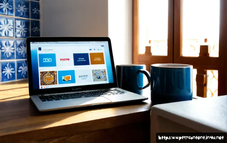 Home 17 AI 기반 전자상거래 추천 시스템 - Photorealistic home workspace in Lisbon, a Portuguese online shop owner viewing a clean laptop inter...